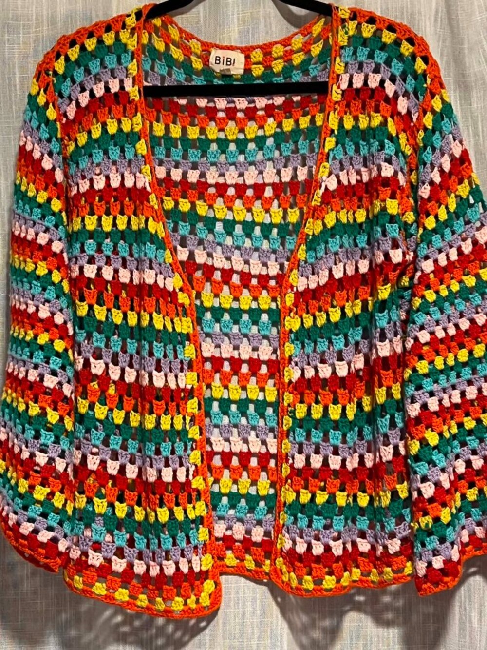 BiBi "Granny Stripe" Crochet Cardigan Boho Y2k Style Size L